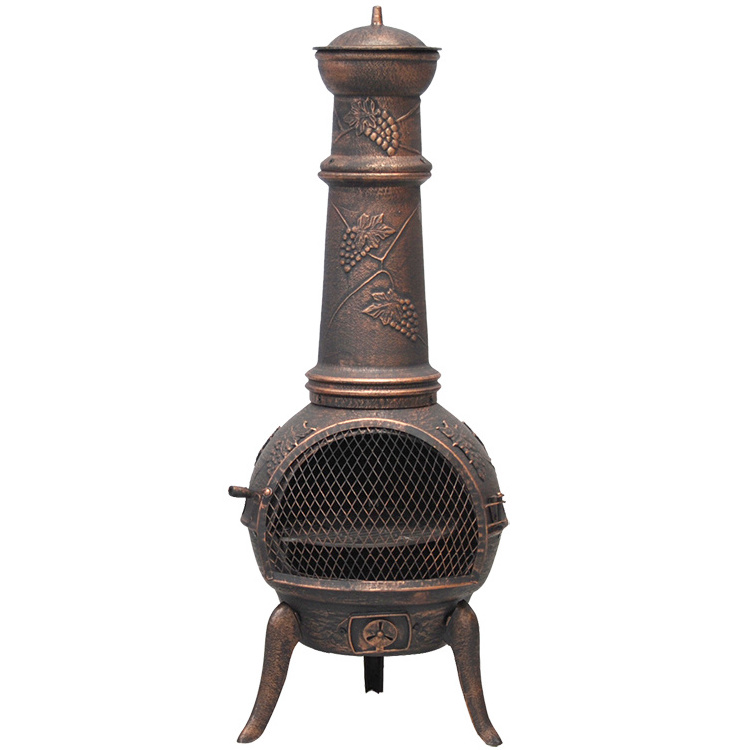 Outdoor long chimney all cast iron restoring ancient fireplace