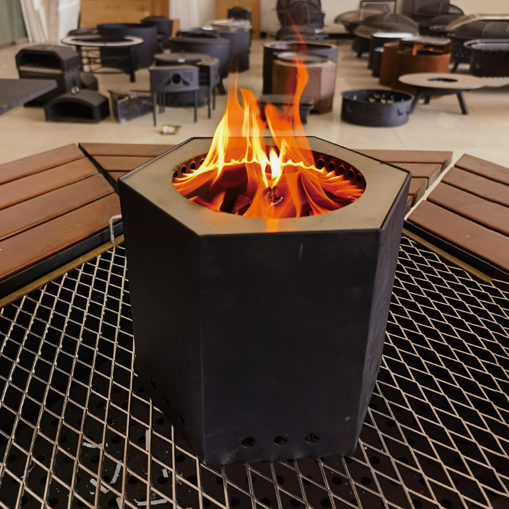 Tabletop Fire Pit Low Smoke Camping Stove for Outdoor & Patio, Fueled by Pellets or Wood, Safe Burning Table Top Firepit