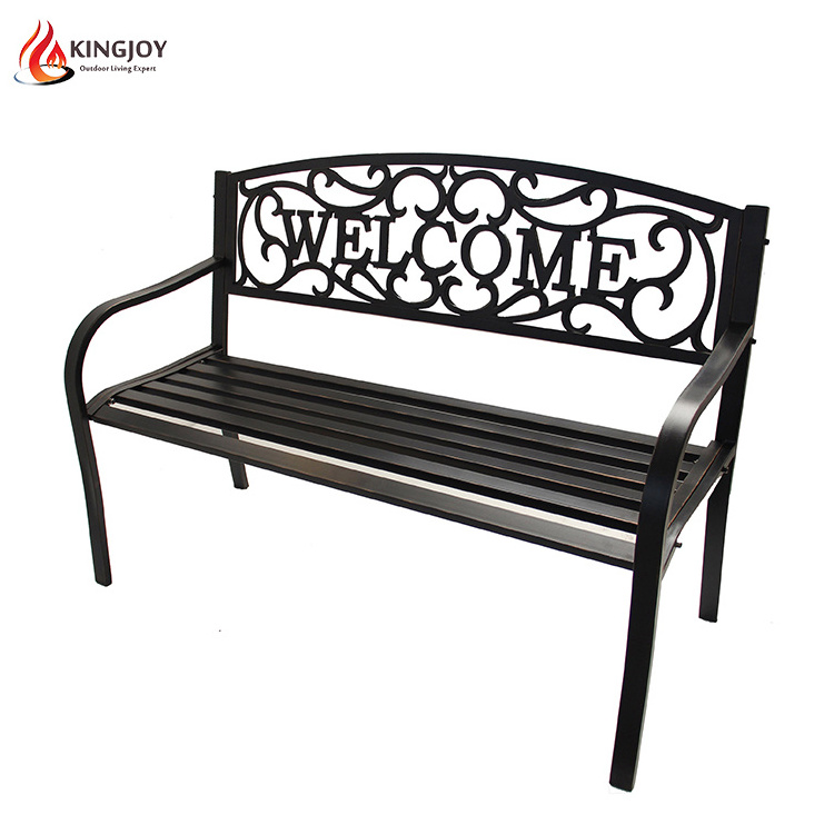 Promotion Outdoor Metal Welcome garden Bench with cast iron back