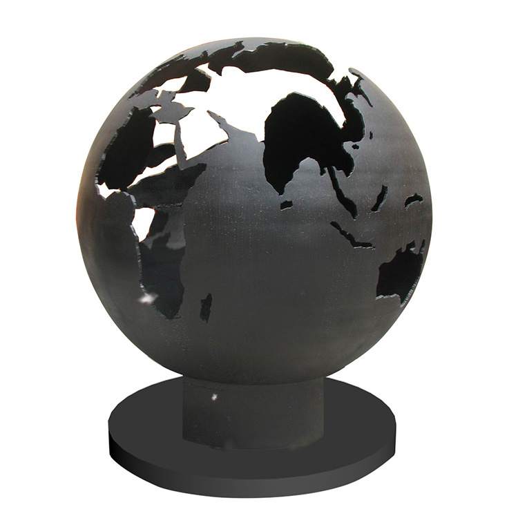 Outdoor Ball shaped wood burning globe steel sphere fire pit