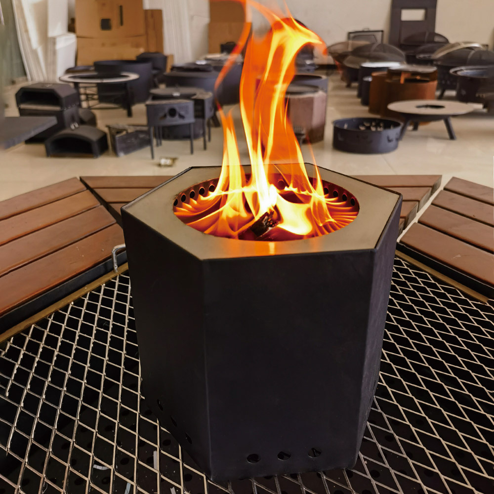 Tabletop Fire Pit Low Smoke Camping Stove for Outdoor & Patio, Fueled by Pellets or Wood, Safe Burning Table Top Firepit