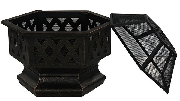 Kingjoy hexagon outdoor barbecue grill steel wood fuel bonfire fire pit