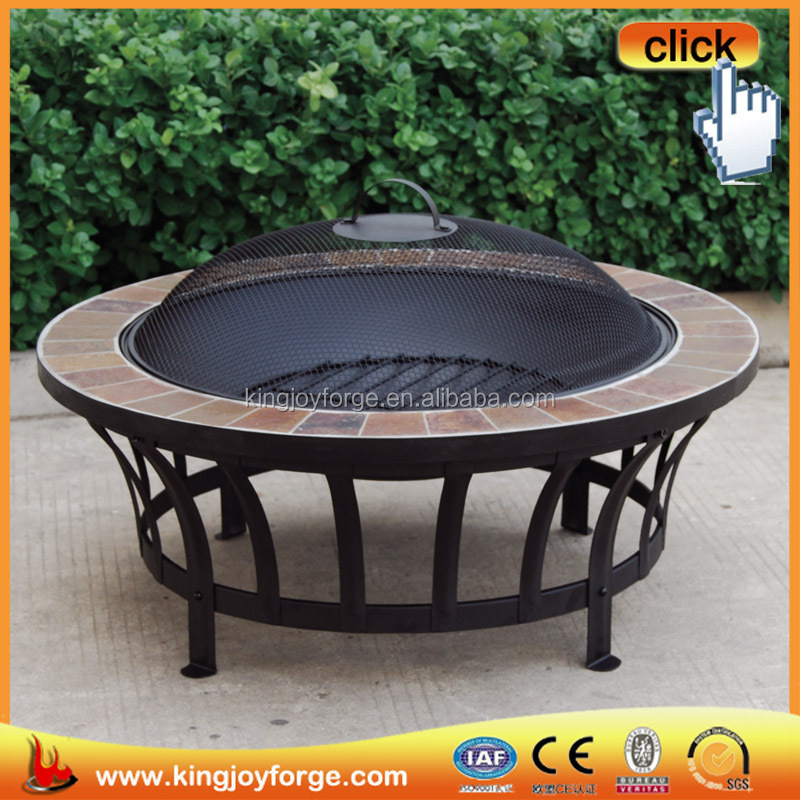 Slate Table outdoor wood burning Fire Pit With Steel Fire Bowl