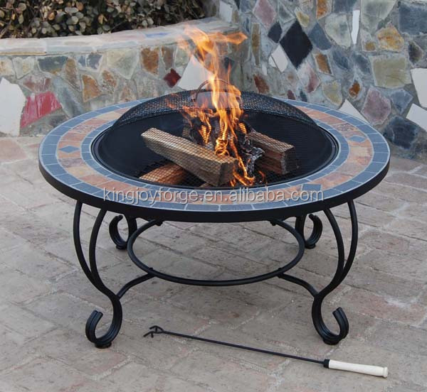 Wood burning mosaic tile table fire pit