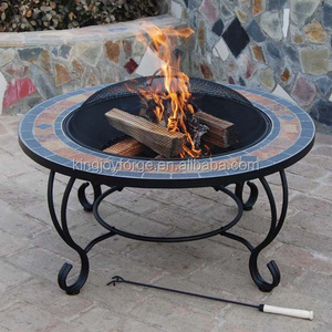 Wood burning mosaic tile table fire pit