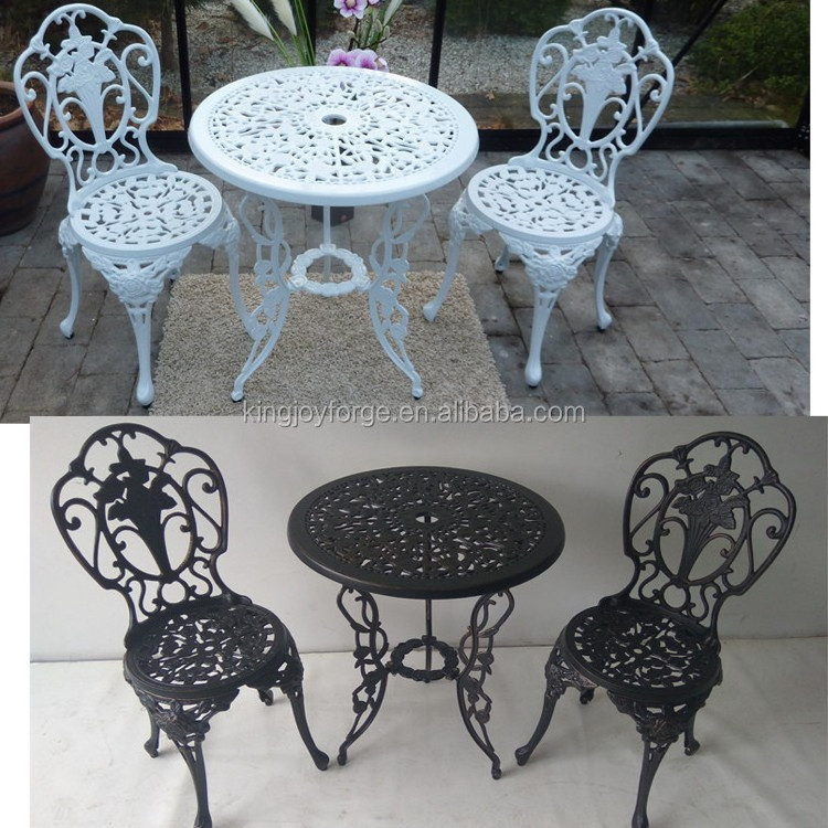 Kingjoy Bistro Sets Patio Furniture Modern Design Table and Chair Cast Aluminum Indoor Outdoor White Black Garden Set 3 Years