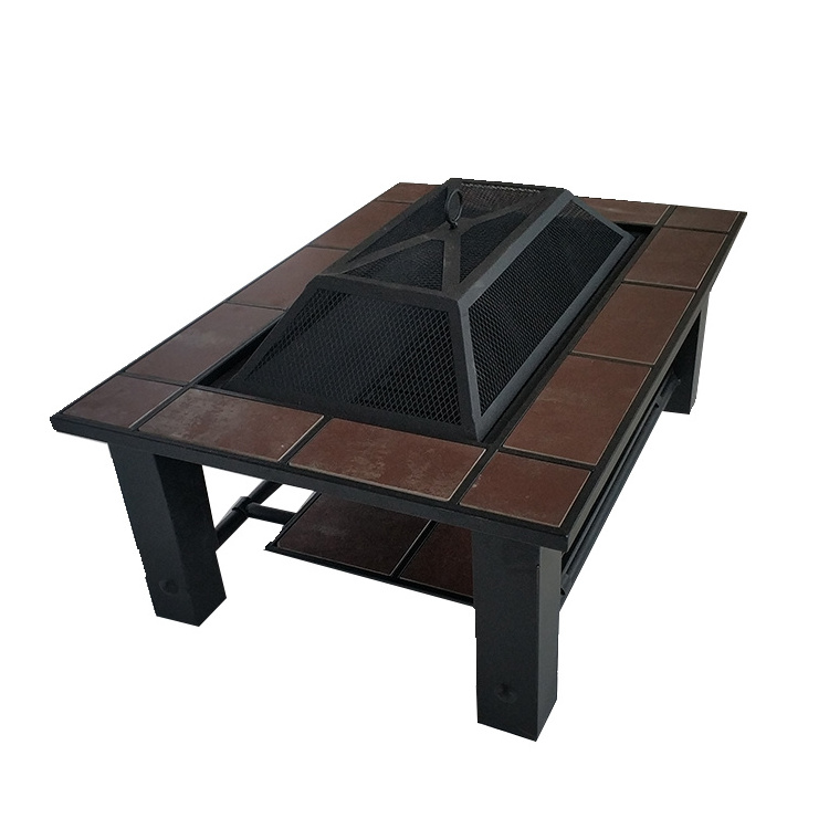 Rectangle outdoor fire pit table/fire pit table with ceramic tiles