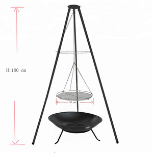 Camping Tripod Chain Hanging Charcoal Bbq Grill Fire Pit