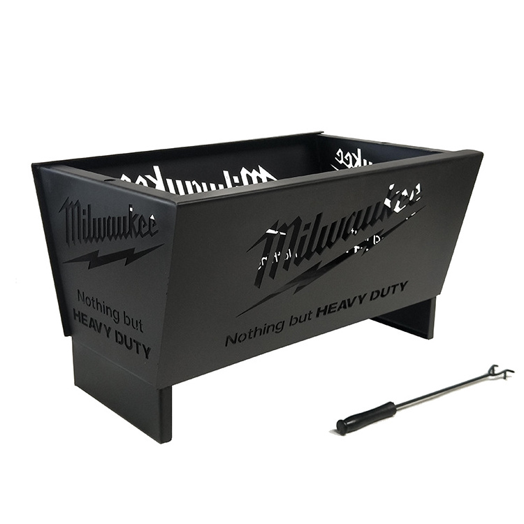 Rectangular Outdoor Steel fire pit with plastic ice bucket