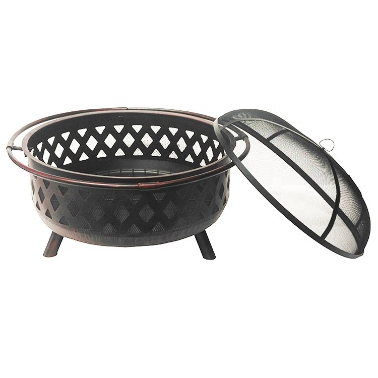 36 inch deep bronze weave fire pit for garden