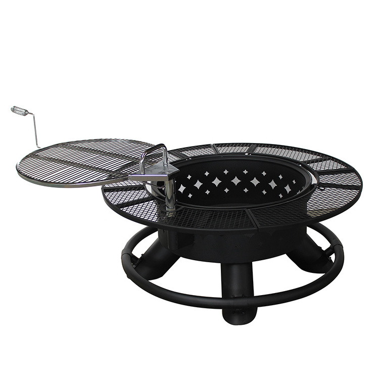 Outdoor Wood Burning Fire Pit with Removable Cooking Grill black