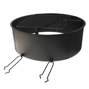 36 Inch Heavy Duty Outdoor Camping Firepit Ring with Cooking Grate and Fire Poker