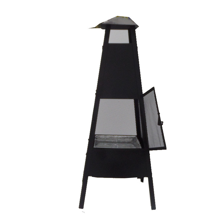 Outdoor Fireplace Fire Pit Chimney with High Steel Chimeneas Heat Resistant Paint and Powder Coated Painting Poker and BBQ Grill