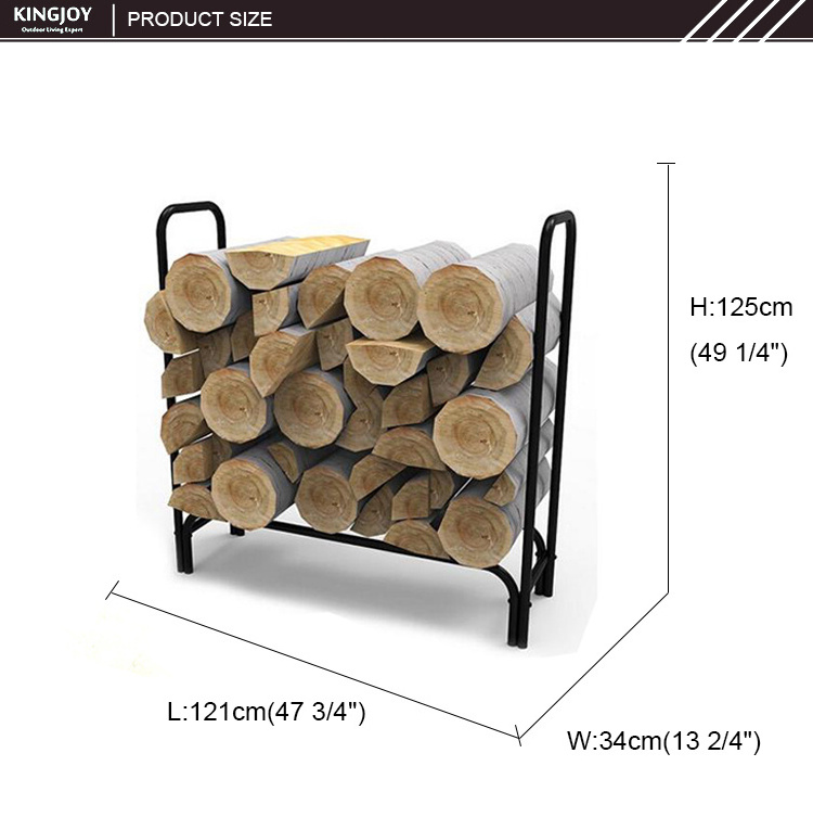 4 Foot Outdoor Firewood Log Rack Cover Holder Stylish Fire Pit Accessory