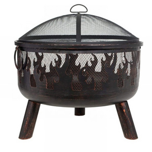 Black Metal Round Firepit Grills Patio Furniture Garden Outdoor 36 Inch Deep Bonfire Wood Burning fire pit