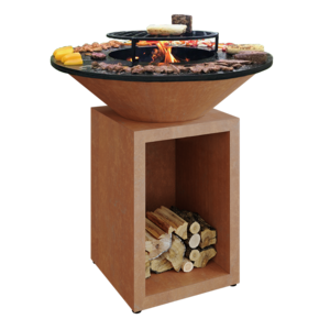 Heavy-Duty Wood-Burning Cooking Stove BBQ Charcoal Grill Corten Steel Fire Pit