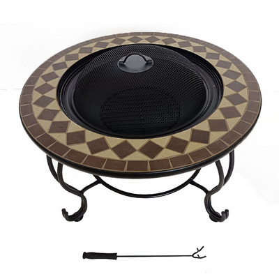 Mosaic 30 inch round bbq table fire pit