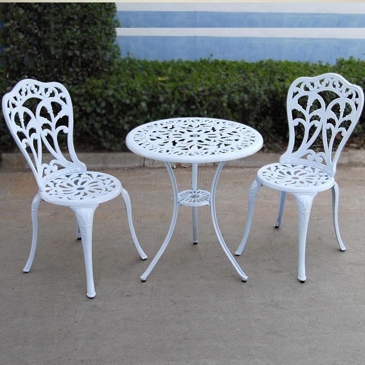 3 pieces cast aluminum bistro set black for garden use