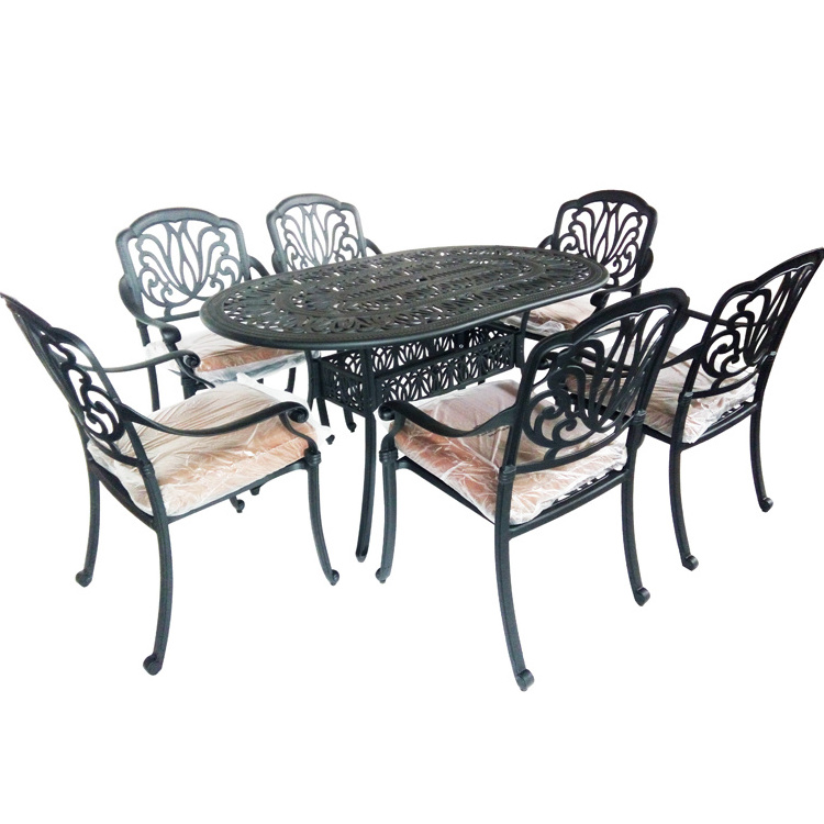 Outdoor 6 seater Oval cast aluminum patio furniture Set