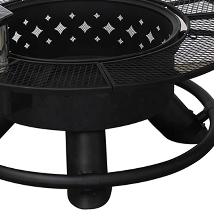 Outdoor Wood Burning Fire Pit with Removable Cooking Grill black