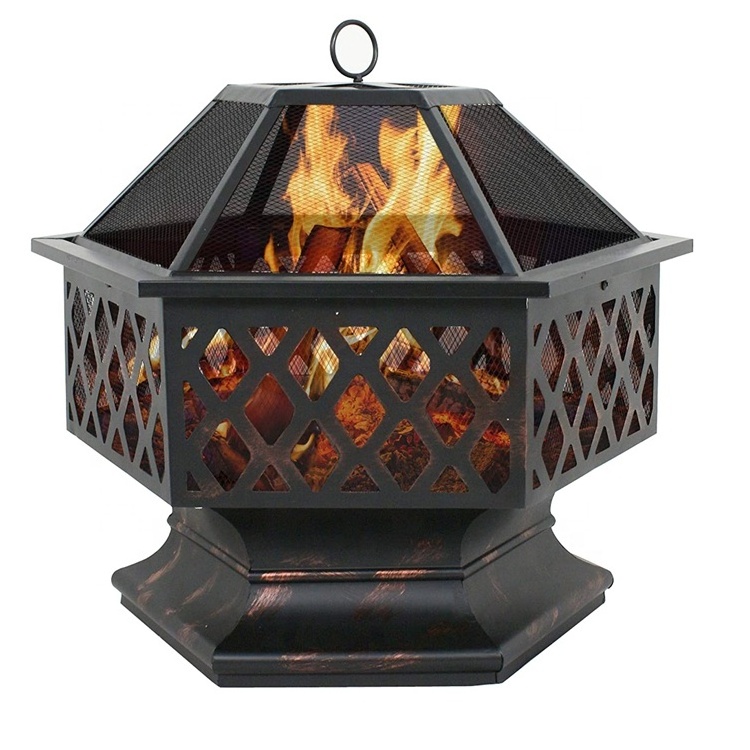 Modern Metal Square Portable mini  Fire Pit With Mesh Cover Outdoor Firepit