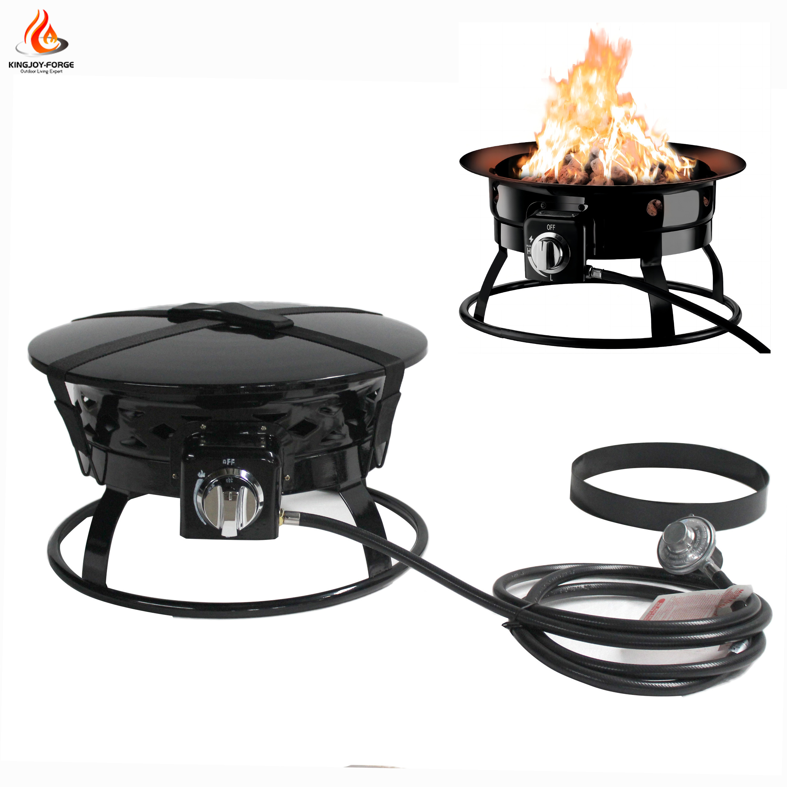 Kingjoy Outdoor propane gas stove heater camping portable firepits with stainless steel ring burner