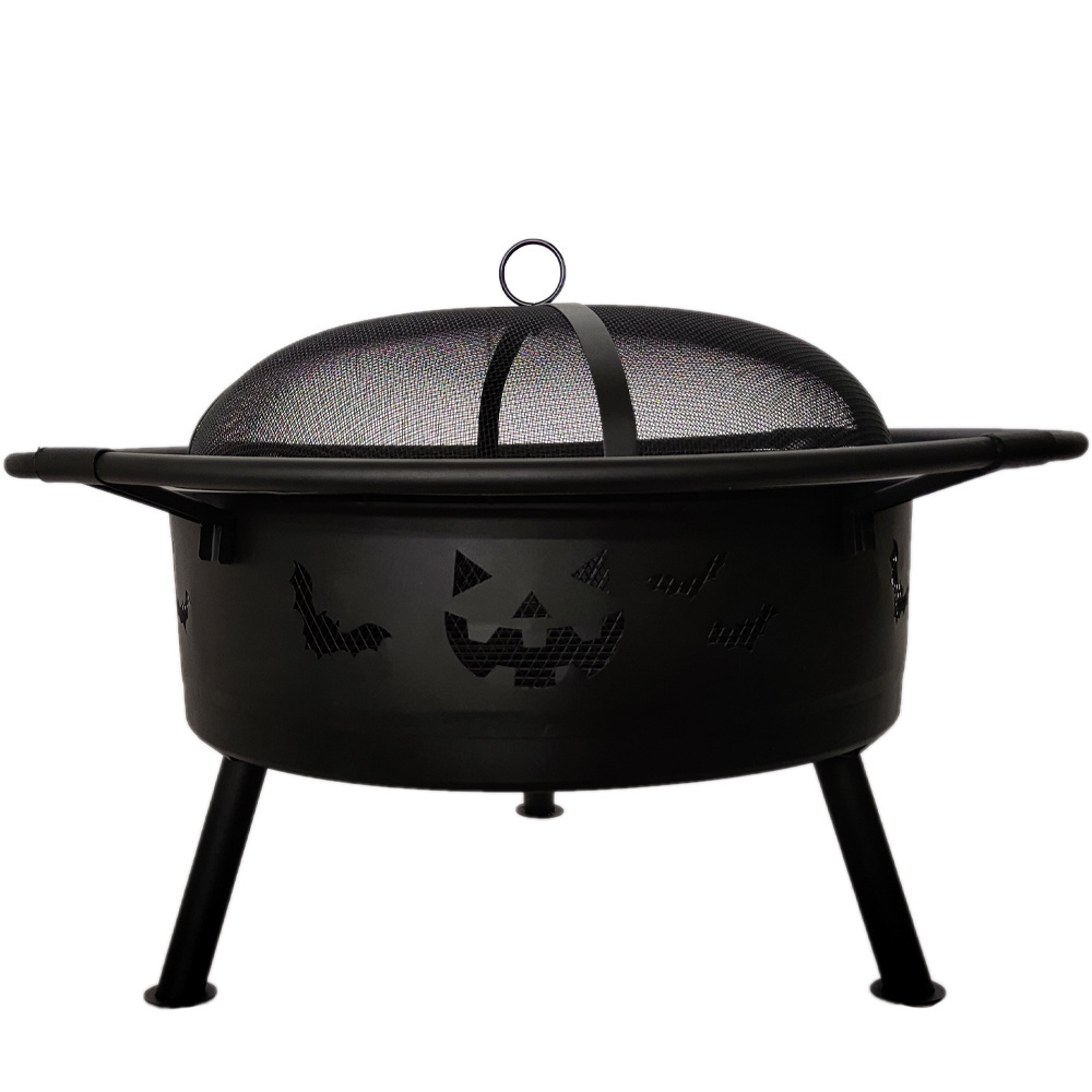 Kingjoy Customized Large round Fire Pit Steel Patio Grill with Charcoal Pot Portable Barbecue & Bar Charcoal BBQ Pit