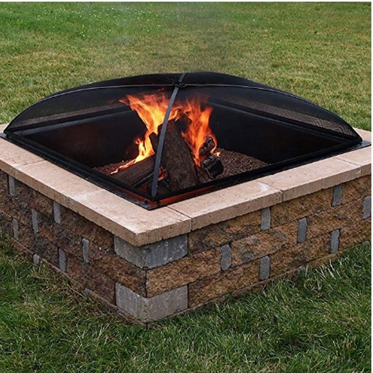 Outdoor 36 inch stainless steel fire pit spark screen