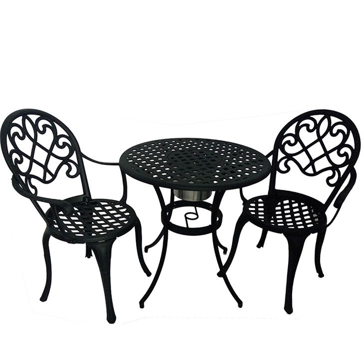 Garden cast aluminum outdoor bistro set with ice bucket