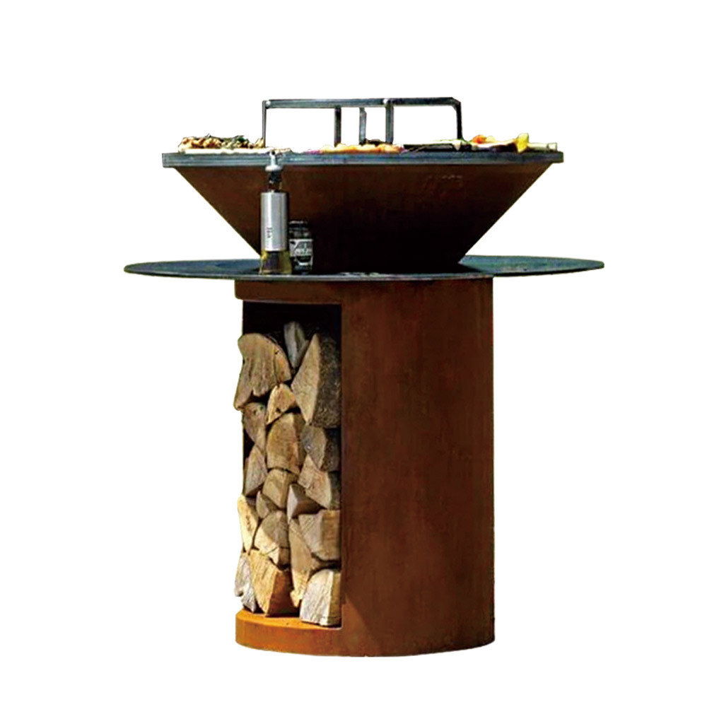 Europe outdoor brasero barbecue corten steel fire pit BBQ