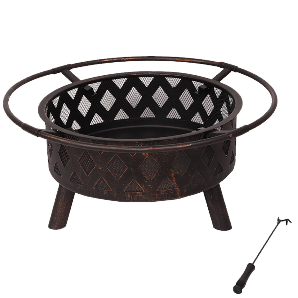 Fire Pit for Outside, 30 Inch Large Outdoor Wood Burning Fire Pits, Patio Backyard Firepit with Steel BBQ Grill Cooking Grate