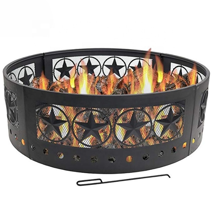 outdoor 36 inch carbon steel fire pit ring for camping