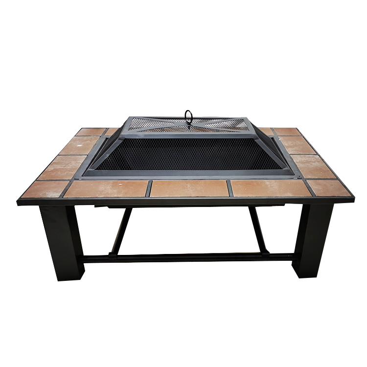 Rectangle outdoor fire pit table/fire pit table with ceramic tiles