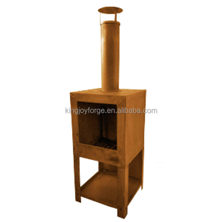 Corten Steel square chimenea fireplace outdoor