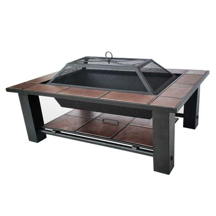 Rectangle outdoor fire pit table/fire pit table with ceramic tiles