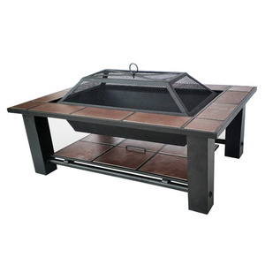 Rectangle outdoor fire pit table/fire pit table with ceramic tiles