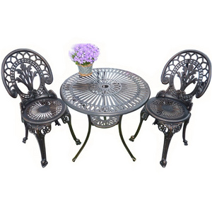 Garden Life Metal Bistro Set Garden Outdoor Furniture Table Chairs Cast aluminum with Crown Design