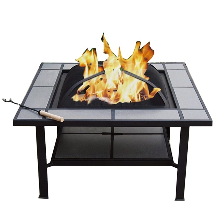 Patio square ceramic top bbq brazier fire pits