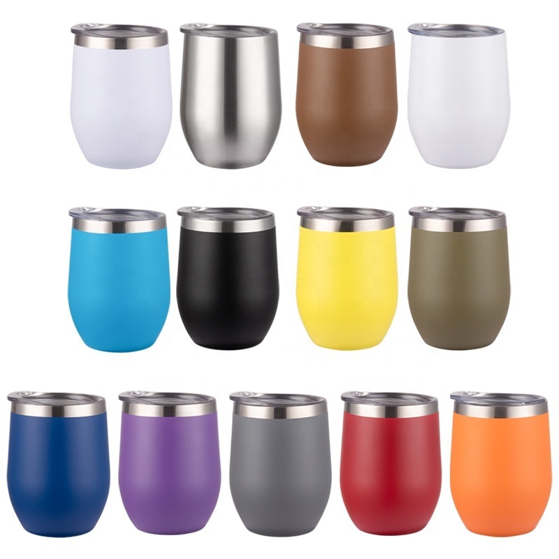 Top Seller Floral Travel Coffee 12oz Egg Shaped Vacuum Stainless Steel Wine Tumbler Cup Beer Mug 12 oz Wine Tumbler