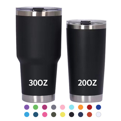 Double Travel Wholesale Bulk Black Coffee Insulated 20 Ounce 20Oz 20 Oz 30Oz 30 Oz Stainless Steel Powder Coated Tumbler Cup Mug