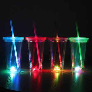 16Oz Led Drink Drinking Party Water Flashing Lights Light Up Cup Plastic Led Double Wall Tumbler