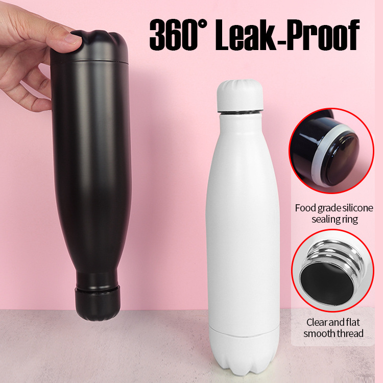 500ml Cola Shape Double Walled Stainless Steel Matte Black Water Bottle