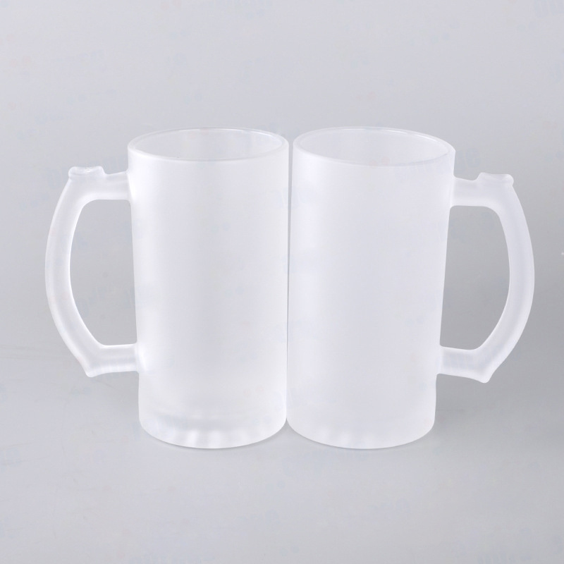 USA Warehouse 16oz Clear Travel Coffee Mug Gradient Colors 11oz Sublimation Frosted Glass Beer Mug Cup With Handle