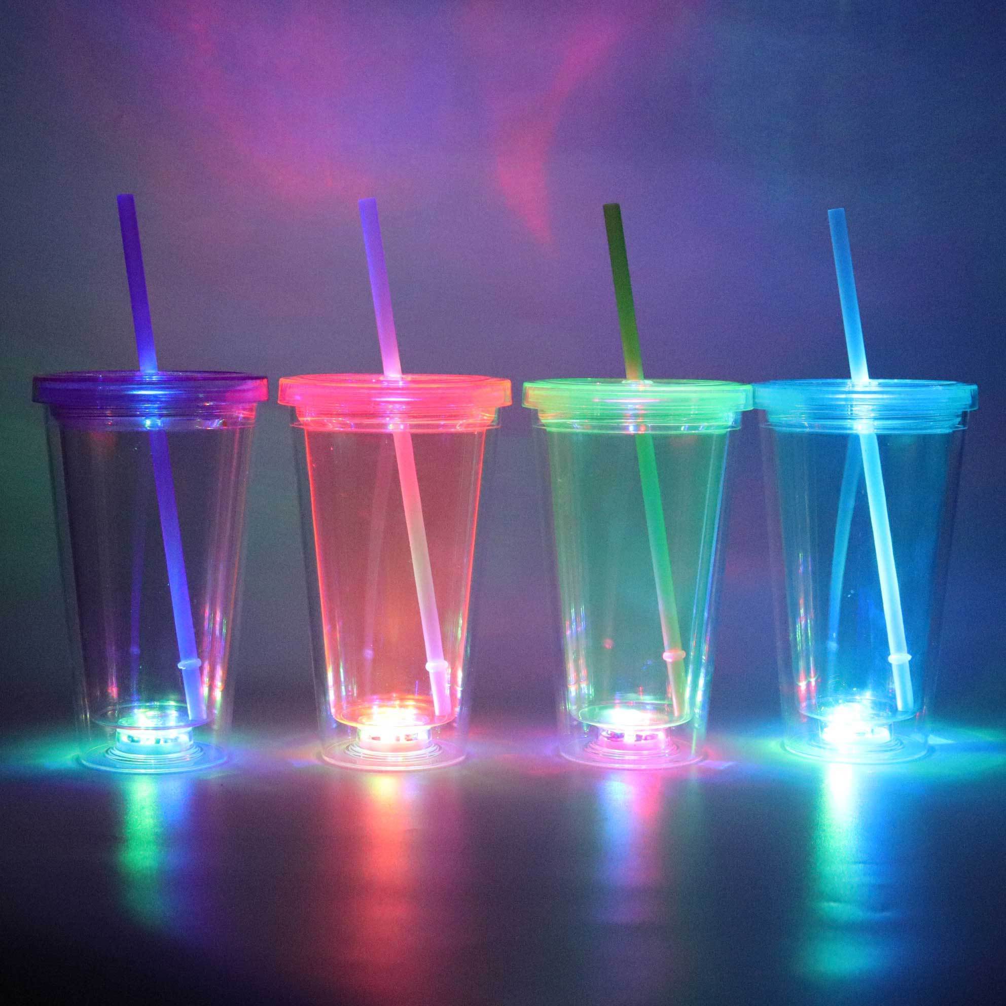 16Oz Led Drink Drinking Party Water Flashing Lights Light Up Cup Plastic Led Double Wall Tumbler