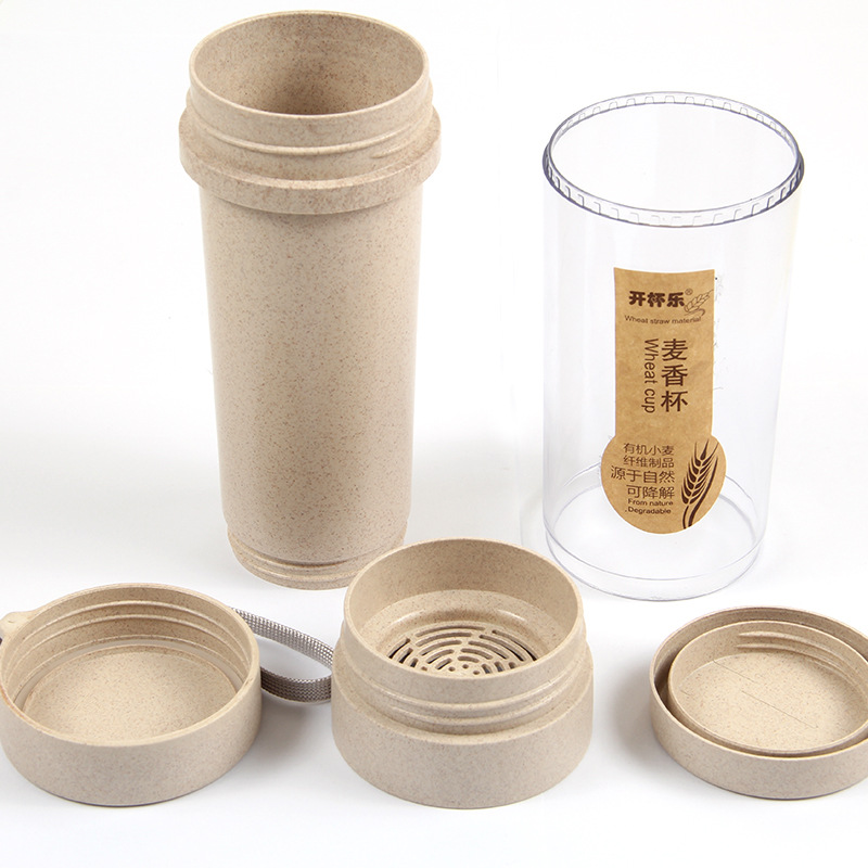 Wholesale cheap giveaways brass gargle cups glass water bottle promotional gift eco biodegradable wheat straw glass water bottle