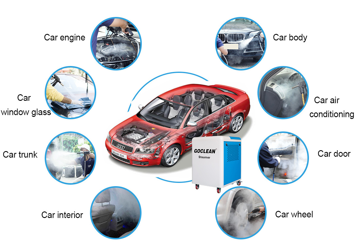 GOCLEAN Steam Cleaner Car Washer Waterless Machinery For Electric Motorcycle Mobile Automatic Steam Car Engine Washing Machine