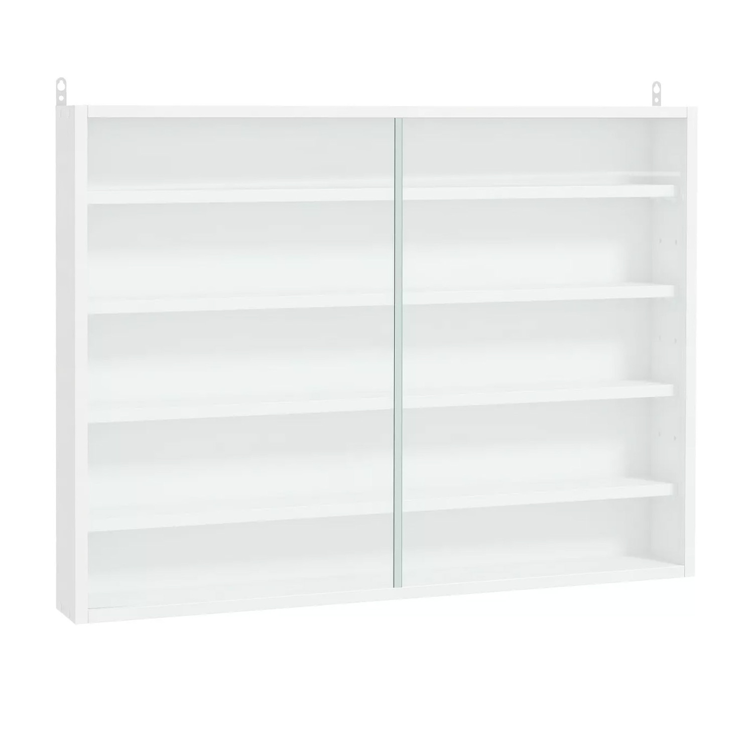 HIKUYA 5-storey Wall Shelf Display Cabinet, Shotglass Display Case with 2 Glass Doors and 4 Adjustable Shelves