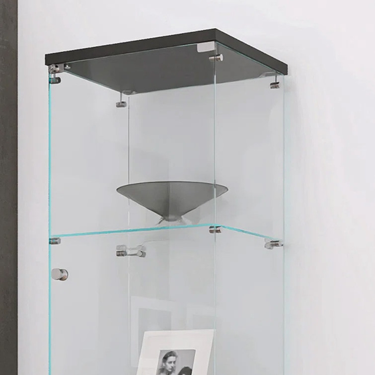 HIKUYA Tower display showcase 4-shelf glass cabinet with locked door for retail store, home, jewel store