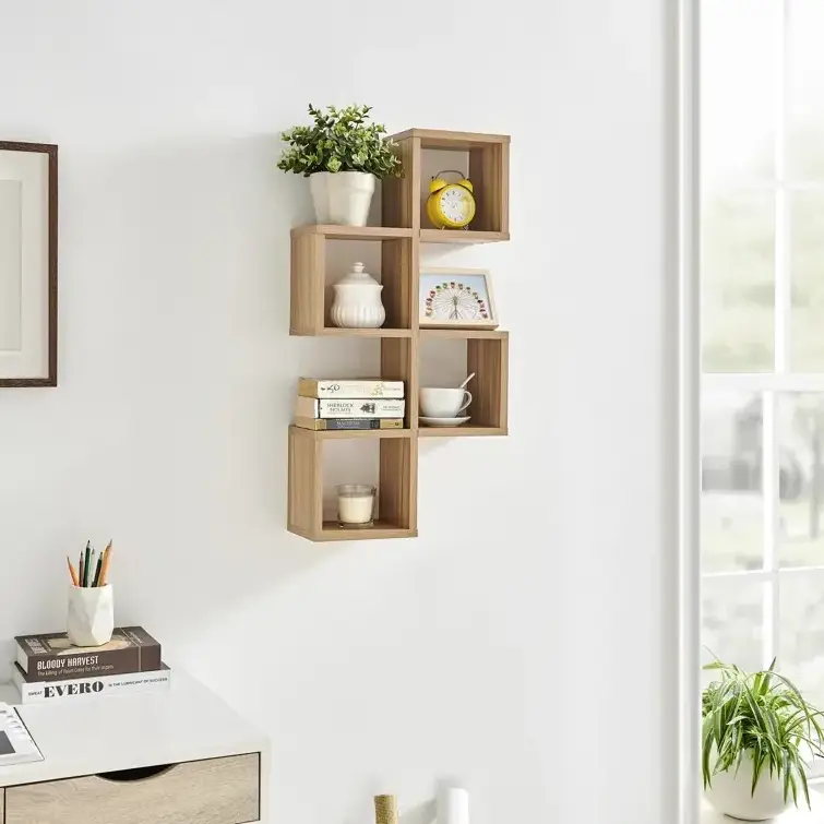 Custom Floating Wall Shelves 5 Piece Square Cube Shelf