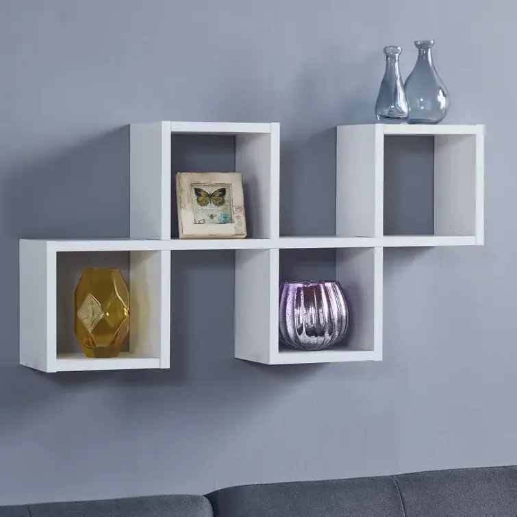 Custom Floating Wall Shelves 5 Piece Square Cube Shelf